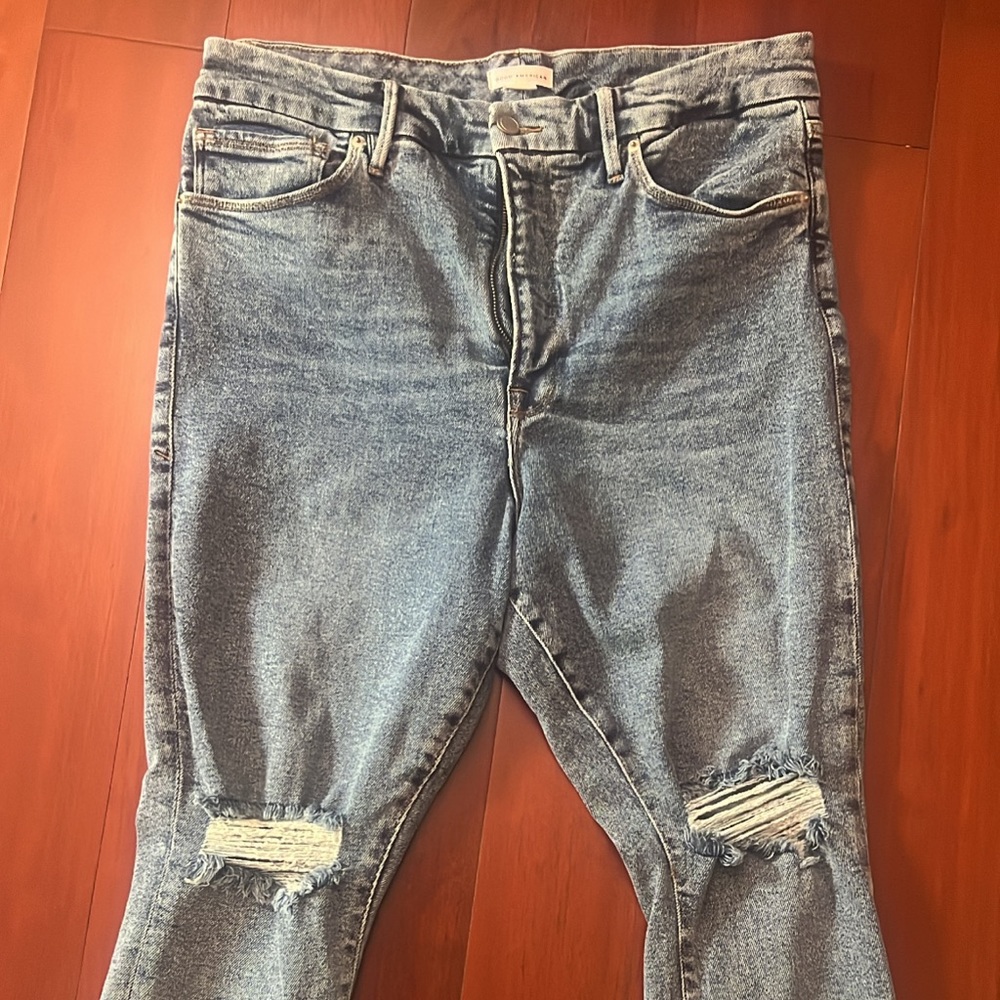 Good American Distressed Skinny Cropped Jeans 15